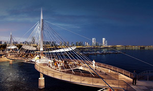 
Строительство роскошного пешеходного моста в Лусаиле, Катар